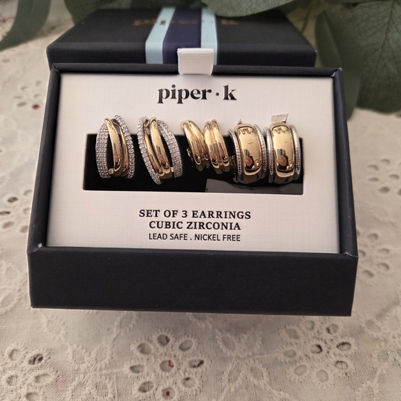 Piper K Gold and Silver Hoop Earrings Set - Picture 2 of 4